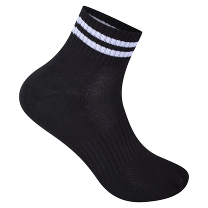 Mens Cushioned Trainer Socks - Black Striped (12 Pairs)
