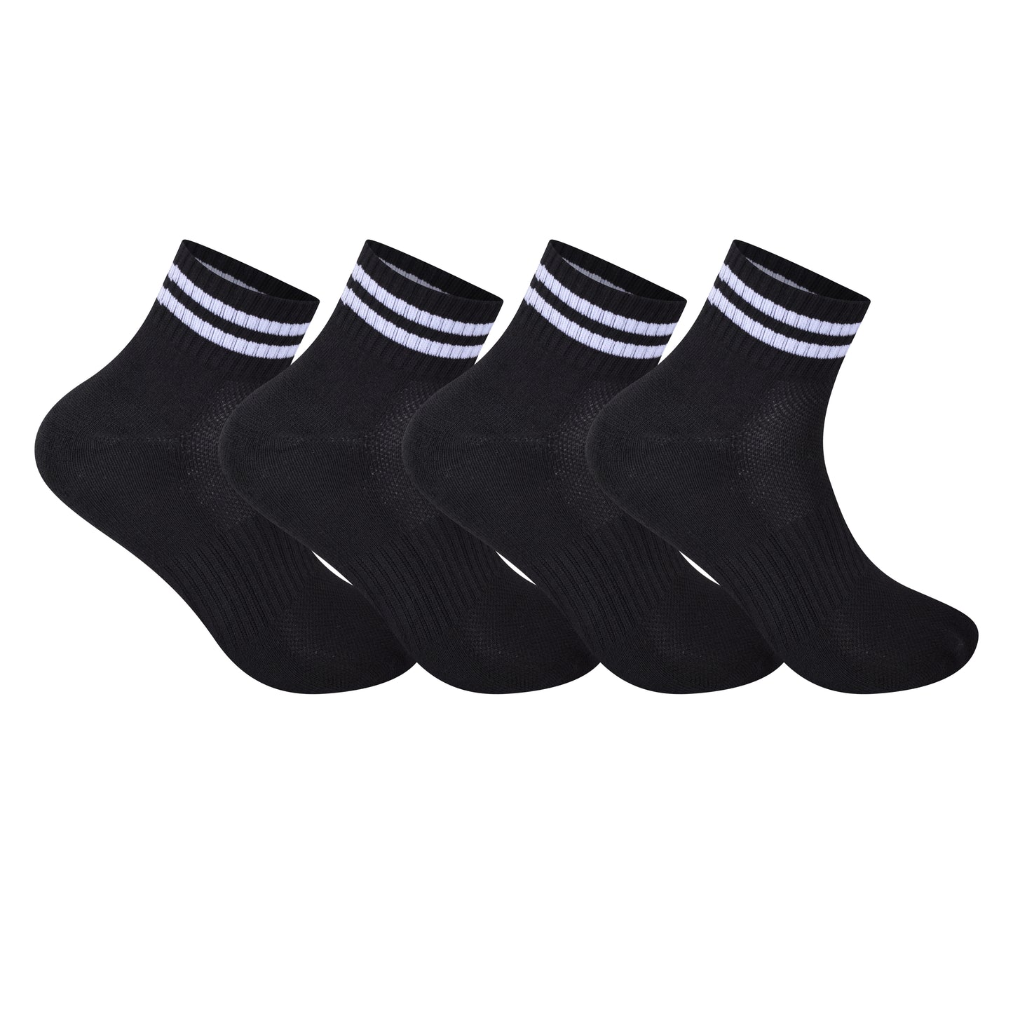 Mens Cushioned Trainer Socks - Black Striped (12 Pairs)