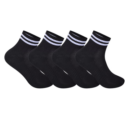 Mens Cushioned Trainer Socks - Black Striped (12 Pairs)