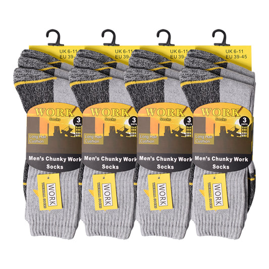Mens Heavy Duty Chunky Work Socks V4 (12 Pairs)