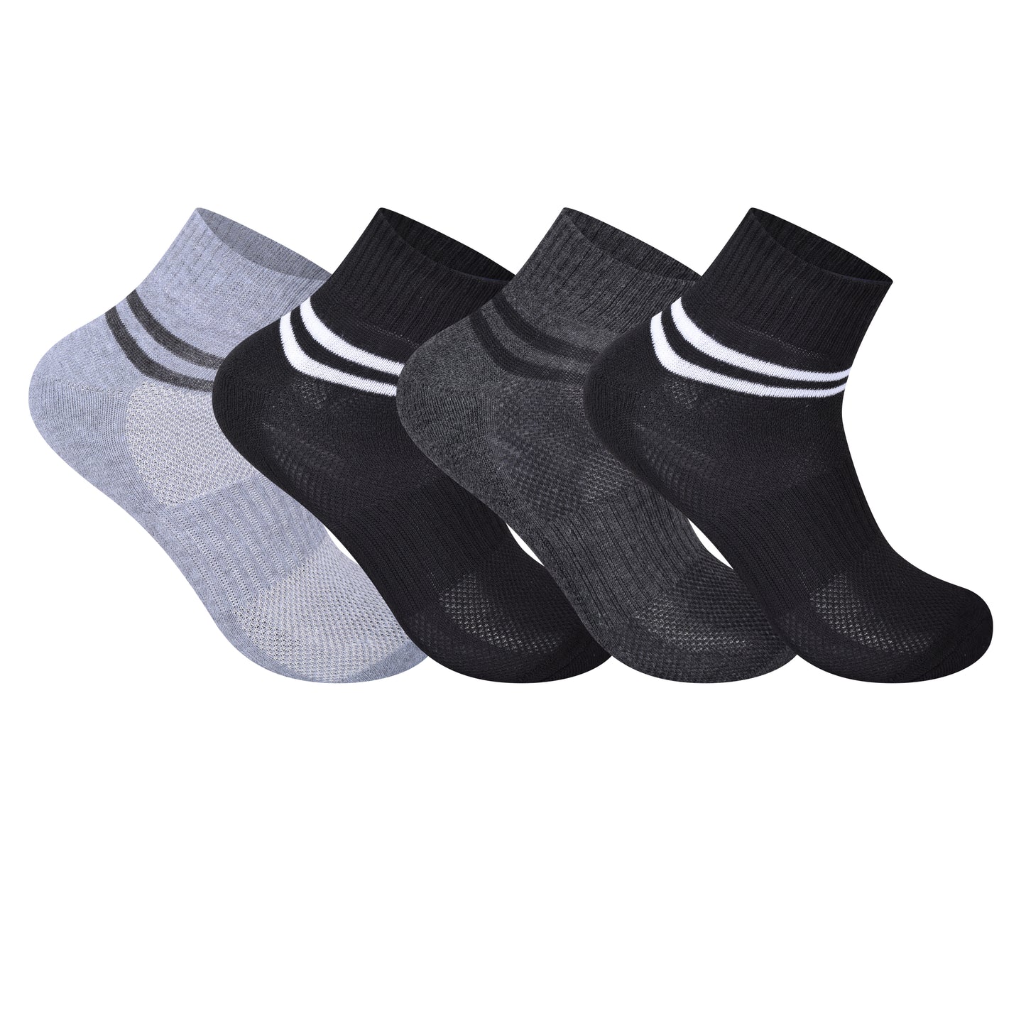 Mens Cushioned Trainer Socks - Assorted Striped (12 Pairs)
