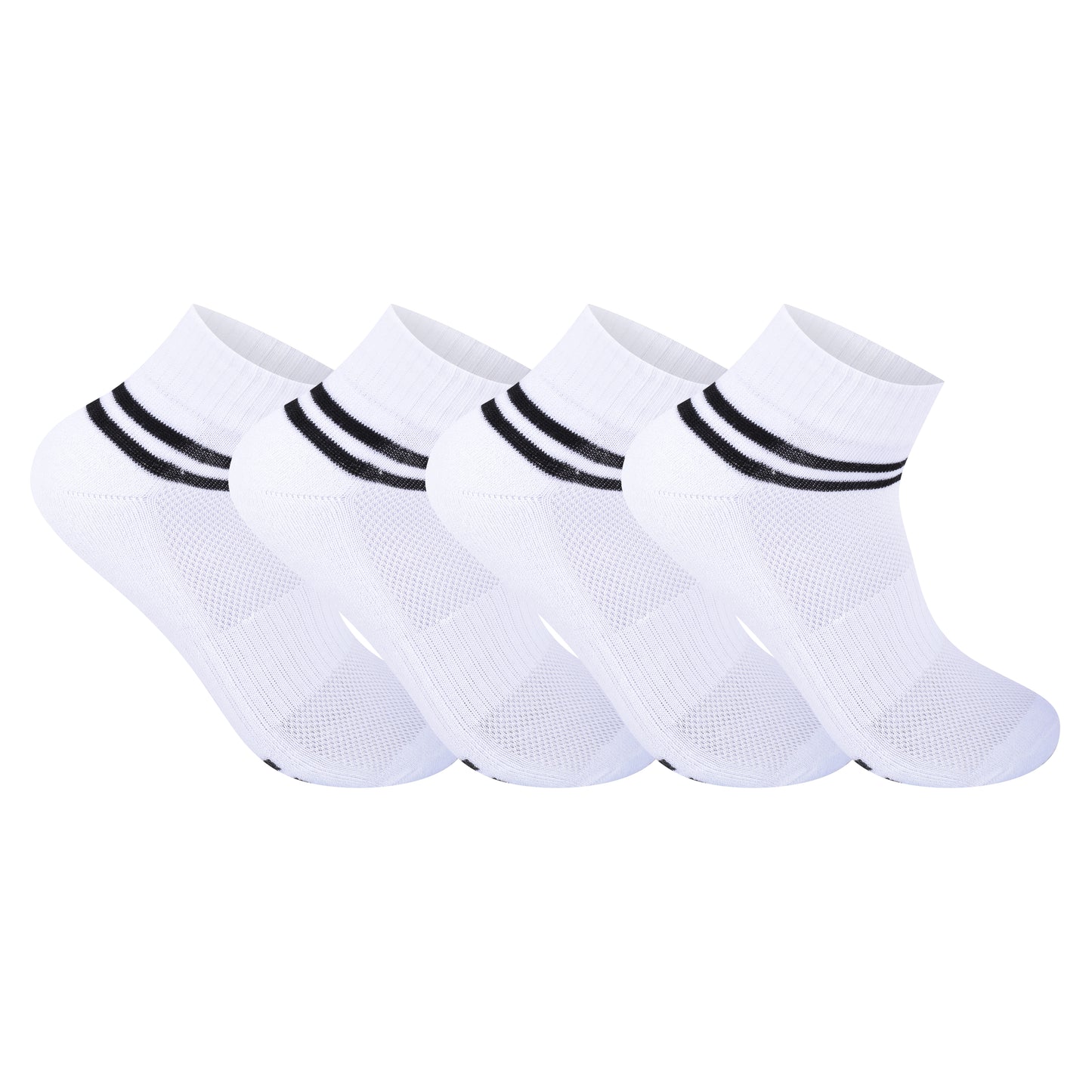 Mens Cushioned Trainer Socks - White/Black Striped (12 Pairs)