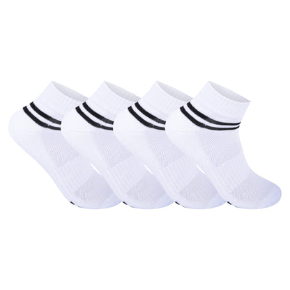 Mens Cushioned Trainer Socks - White/Black Striped (12 Pairs)