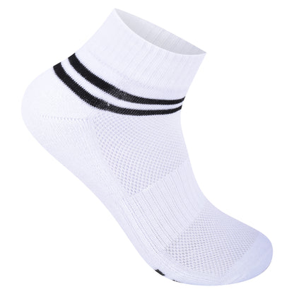 Mens Cushioned Trainer Socks - White/Black Striped (12 Pairs)