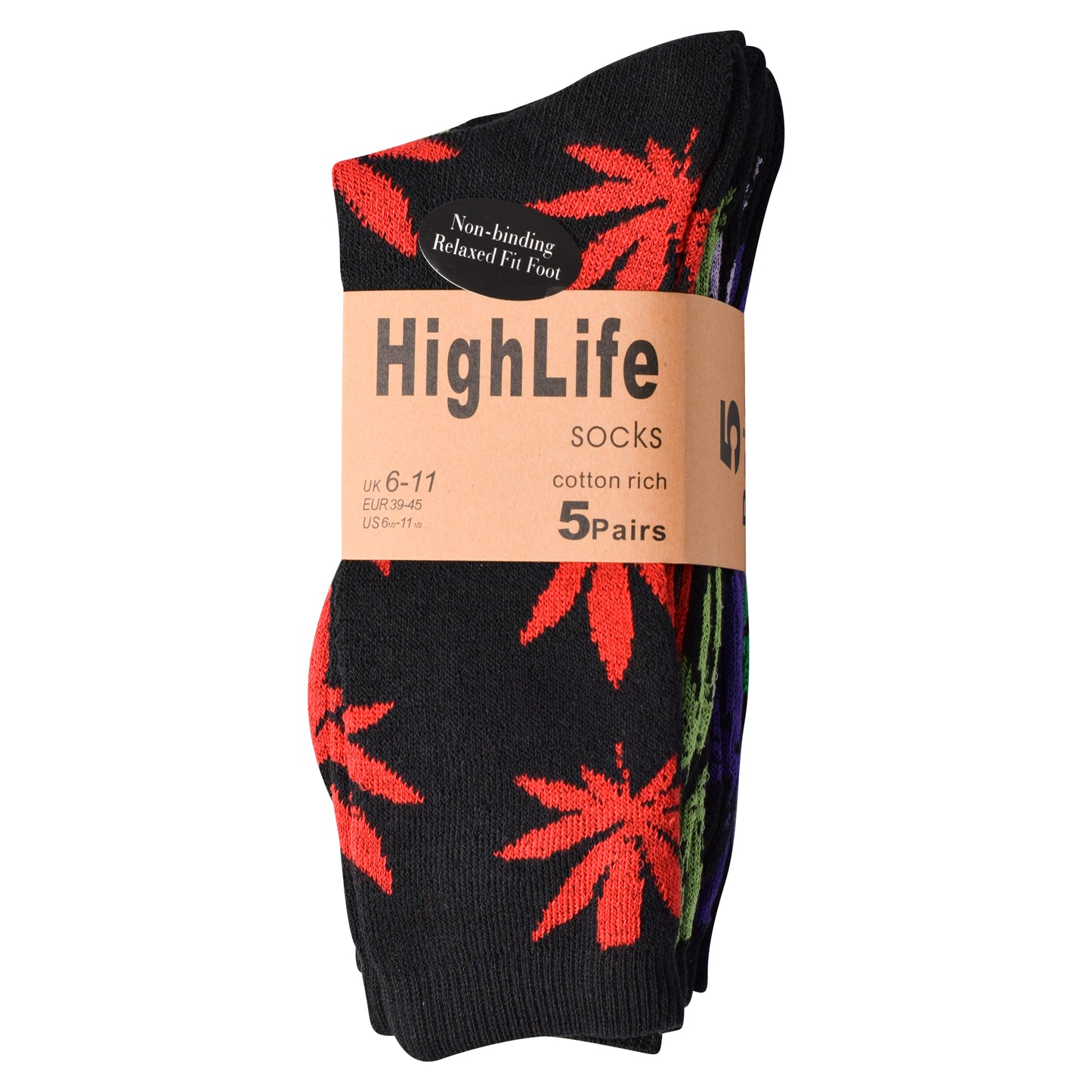 Mens 5 Pair Pair Sport Socks - Multi Ganja Leaf (30 Pairs)