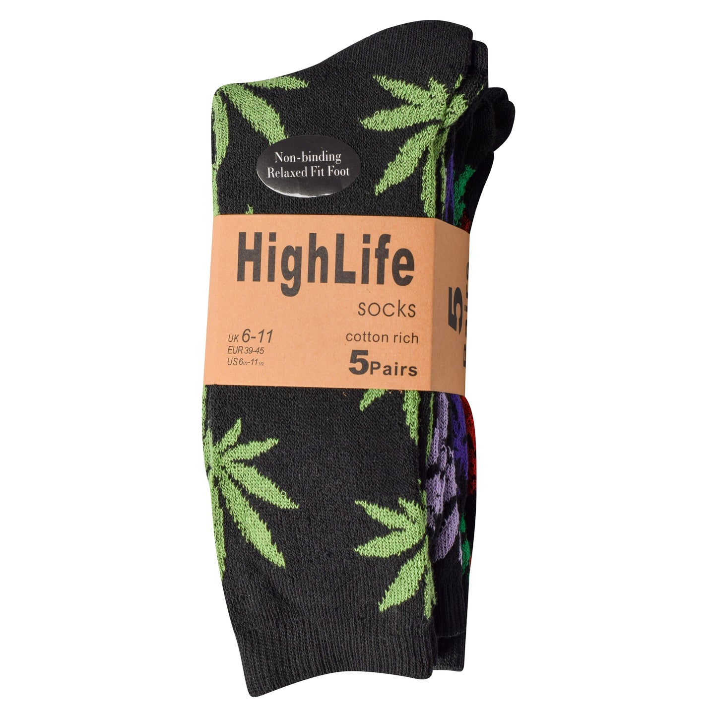 Mens 5 Pair Pair Sport Socks - Multi Ganja Leaf (30 Pairs)