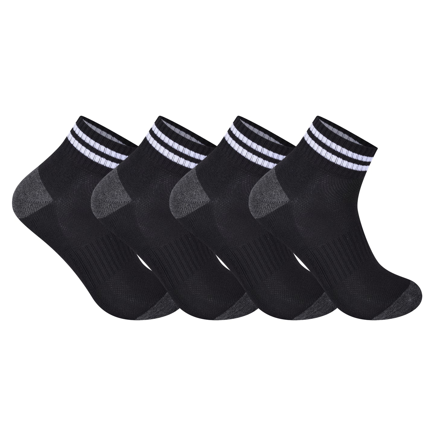 Mens Cushioned Trainer Socks - Black/Grey (12 Pairs)