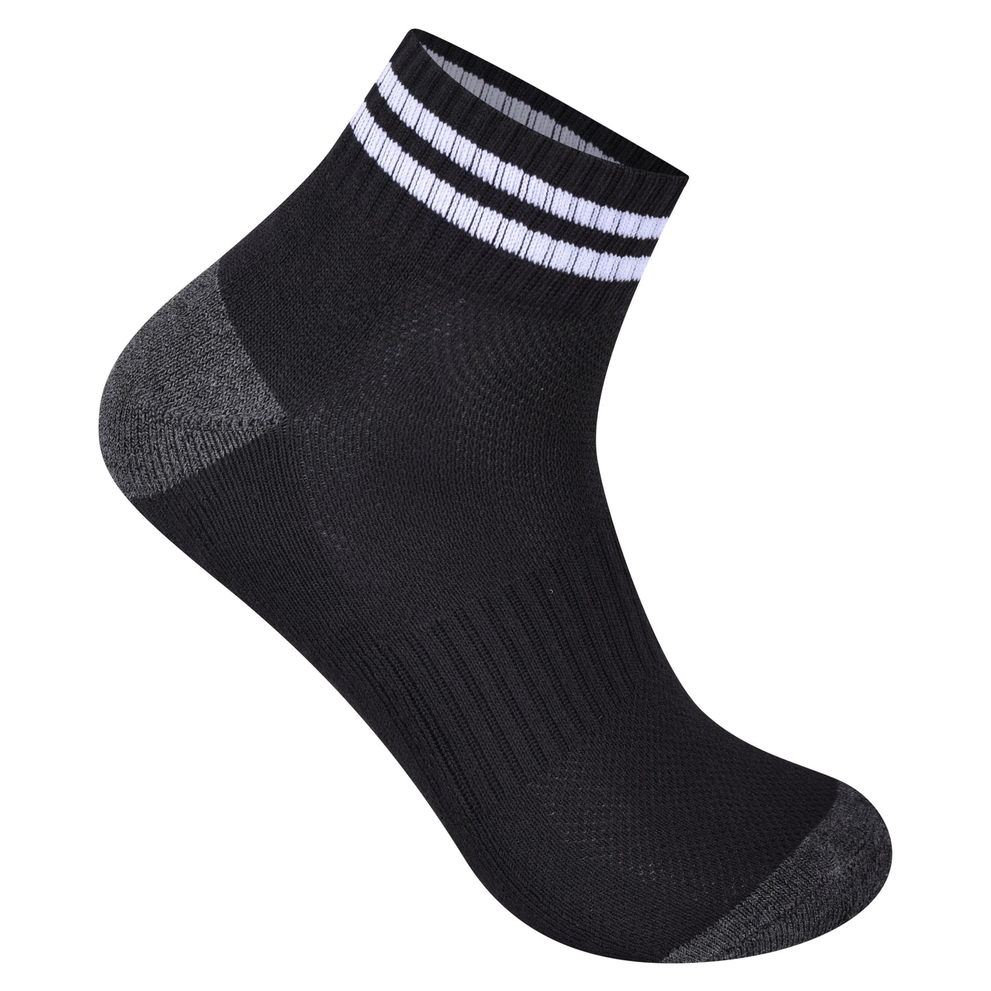 Mens Cushioned Trainer Socks - Black/Grey (12 Pairs)