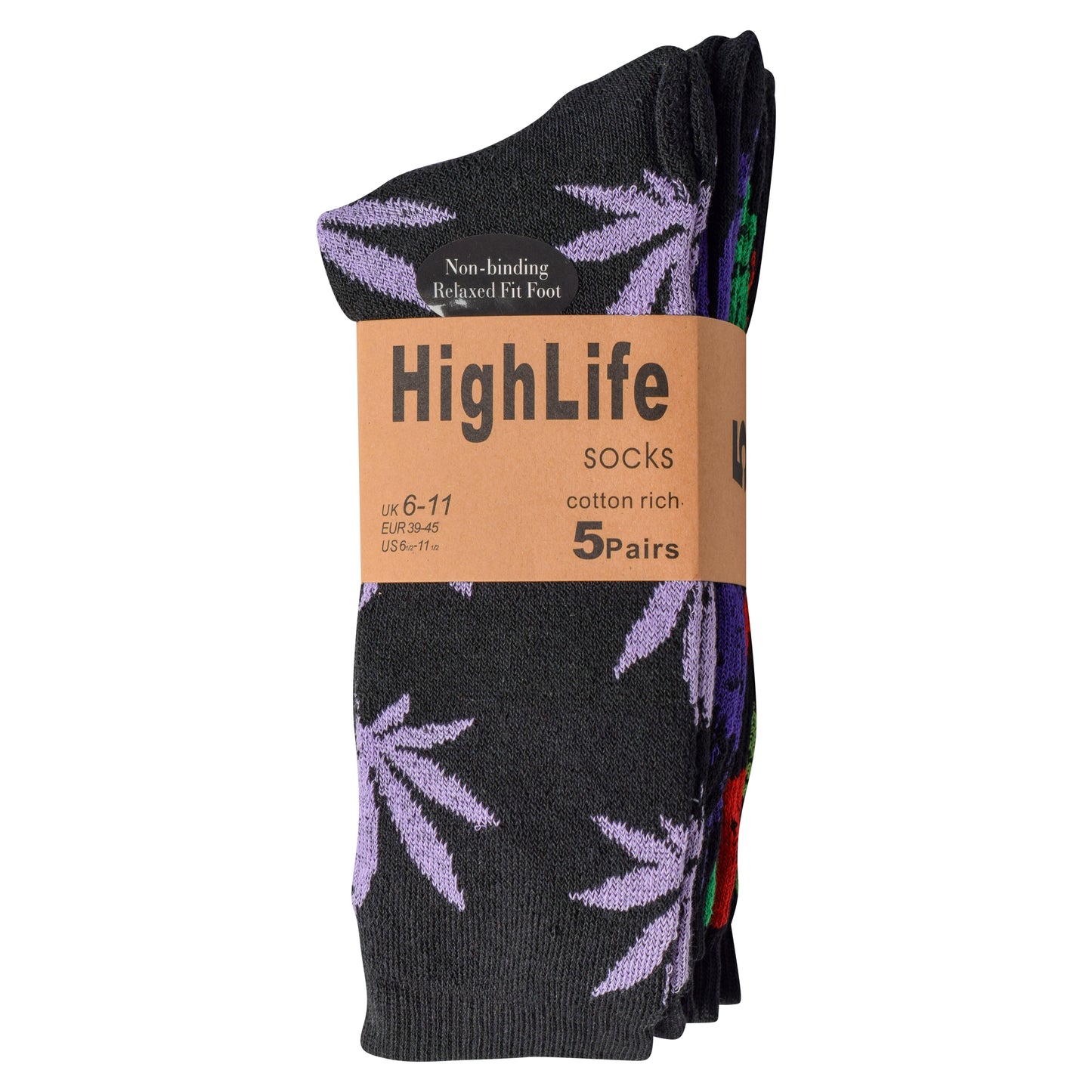 Mens 5 Pair Pair Sport Socks - Multi Ganja Leaf (30 Pairs)