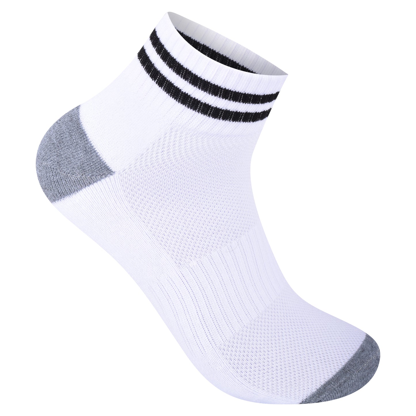 Mens Cushioned Trainer Socks - White/Grey (12 Pairs)