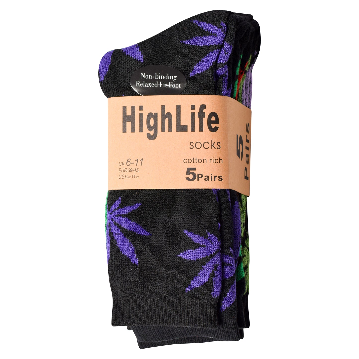 Mens 5 Pair Pair Sport Socks - Multi Ganja Leaf (30 Pairs)