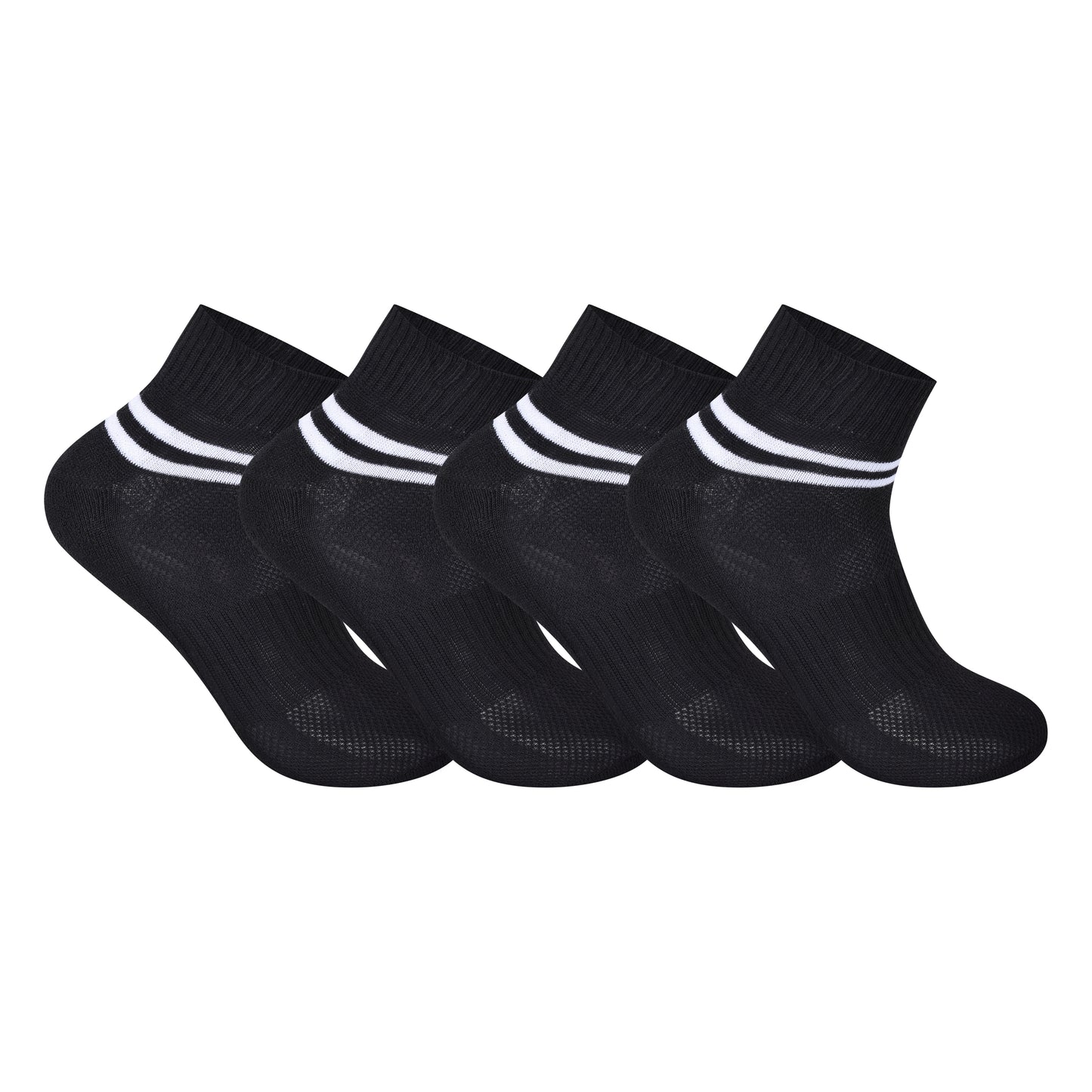 Mens Cushioned Trainer Socks - Black/White Striped (12 Pairs)