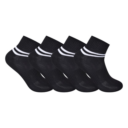 Mens Cushioned Trainer Socks - Black/White Striped (12 Pairs)