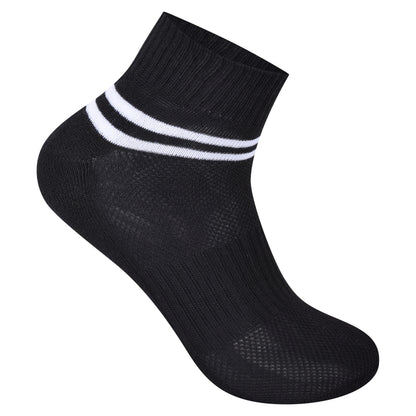 Mens Cushioned Trainer Socks - Black/White Striped (12 Pairs)