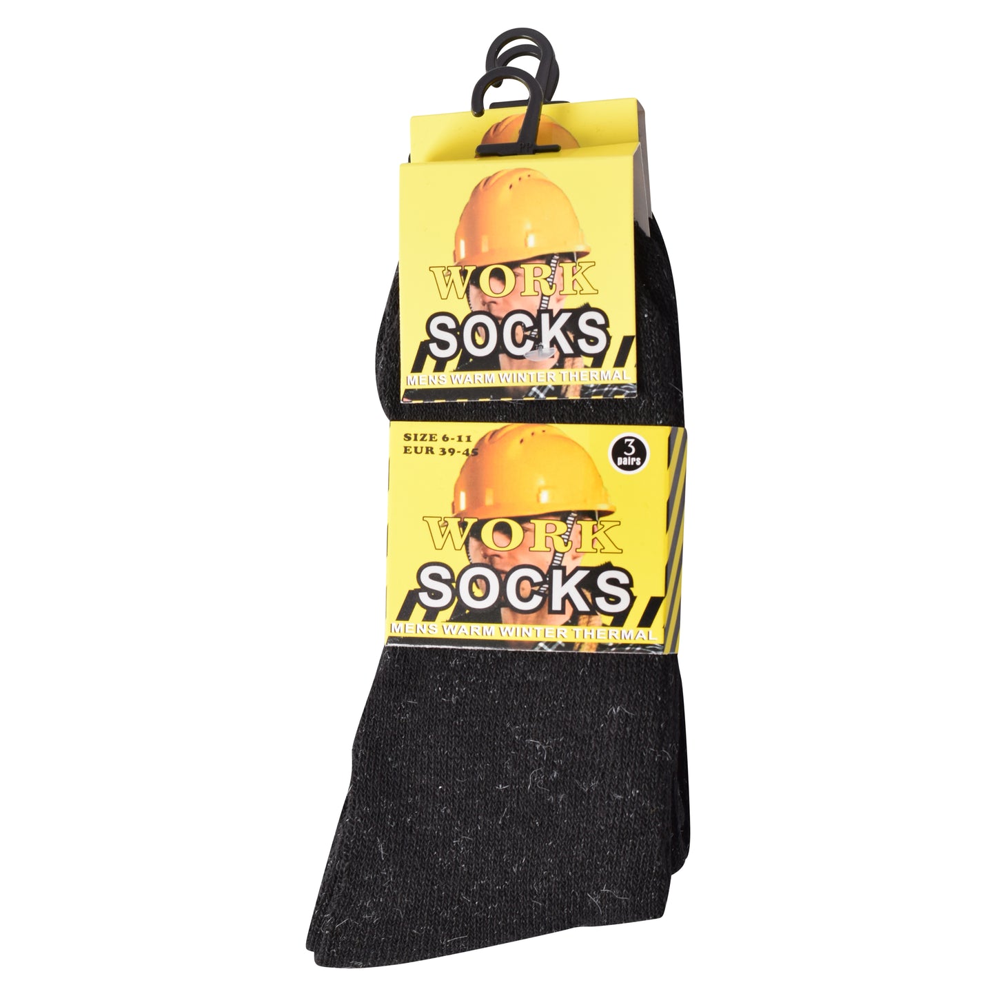 Mens Heavy Duty Chunky Work Socks - Black V9 (12 Pairs)