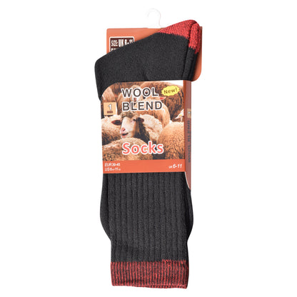 Mens Wool Blend Socks with Coloured Heel & Toe - Assorted (12 Pairs)