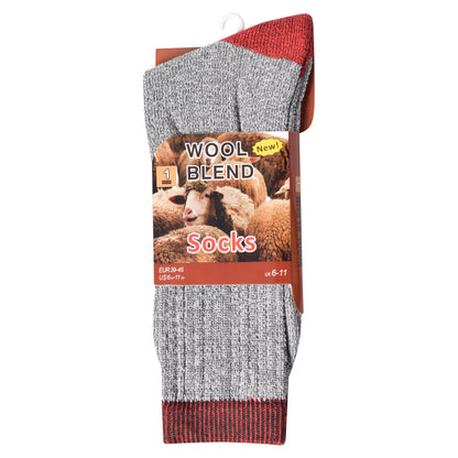 Mens Wool Blend Socks with Coloured Heel & Toe - Assorted (12 Pairs)