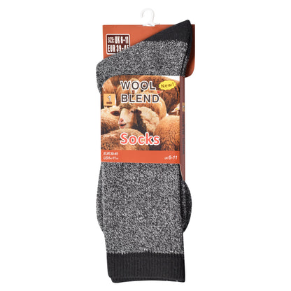 Mens Wool Blend Socks with Coloured Heel & Toe - Assorted (12 Pairs)