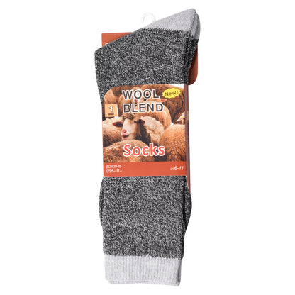 Mens Wool Blend Socks with Coloured Heel & Toe - Assorted (12 Pairs)
