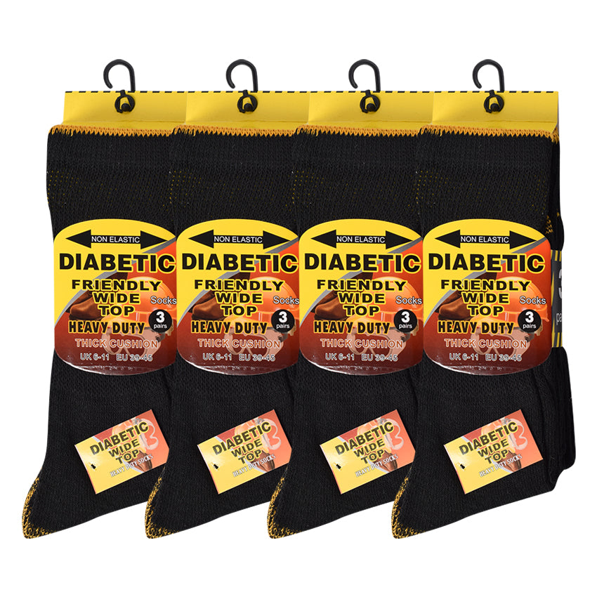 Mens Heavy Duty Wide Top Diabetic Work Socks (12 Pairs)