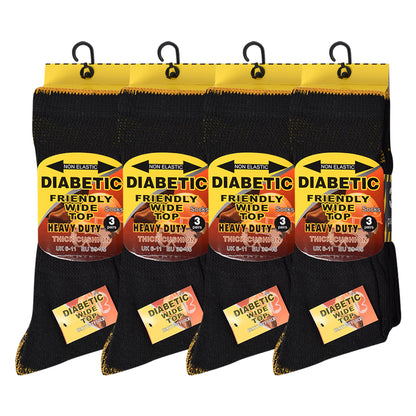 Mens Heavy Duty Wide Top Diabetic Work Socks (12 Pairs)