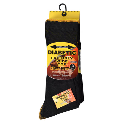 Mens Heavy Duty Wide Top Diabetic Work Socks (12 Pairs)