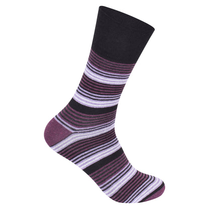 Mens Non Elastic Diabetic Socks - Bright Stripes (12 Pairs)