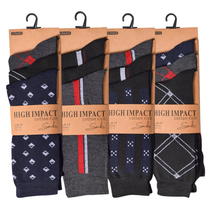 Mens Dress Socks - Multi-Pattern (12 Pairs)