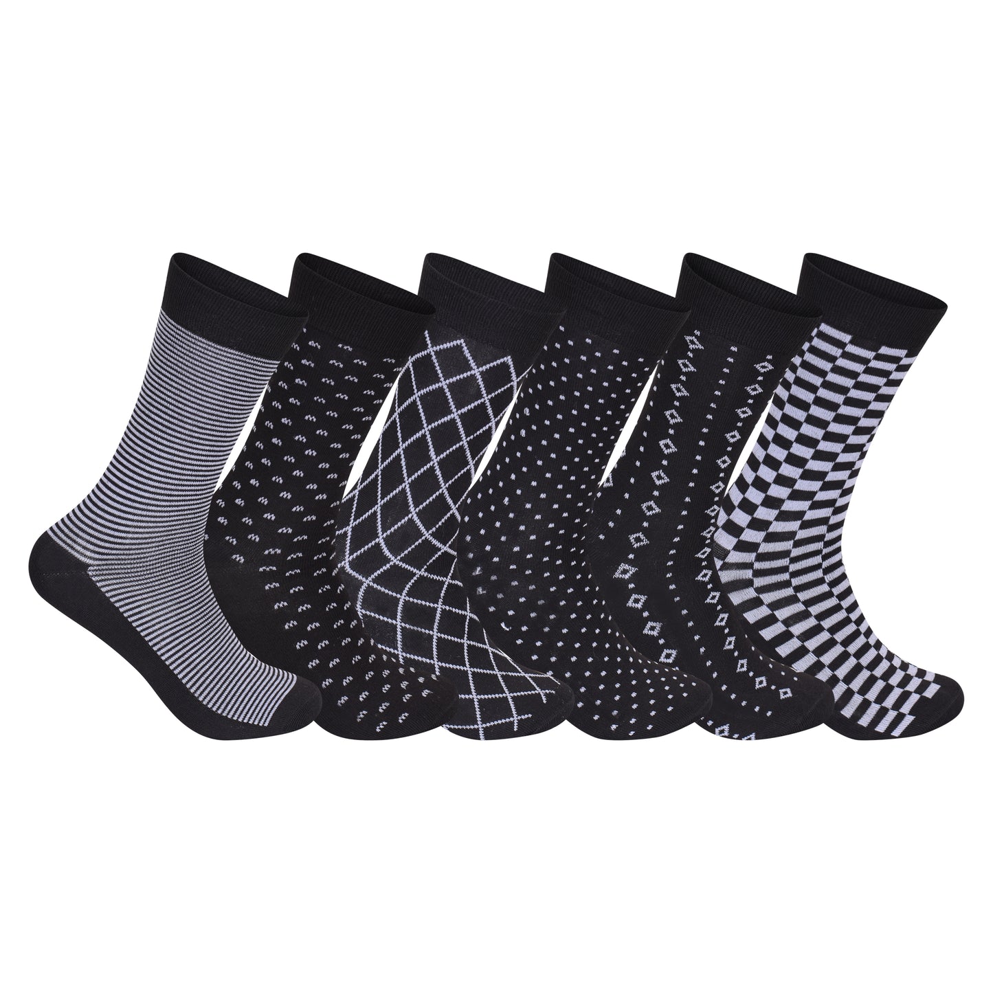 Mens Dress Socks - Multi Pattern Assorted (12 Pairs)