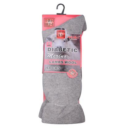 Ladies Diabetic Merino Lambs Wool Socks - Assorted (12 Pairs)