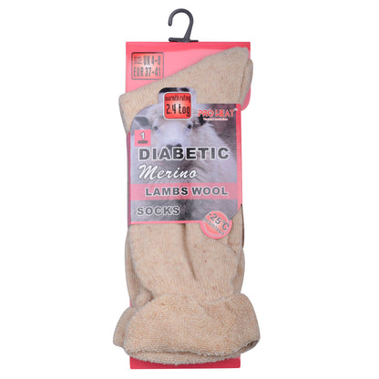 Ladies Diabetic Merino Lambs Wool Socks - Assorted (12 Pairs)
