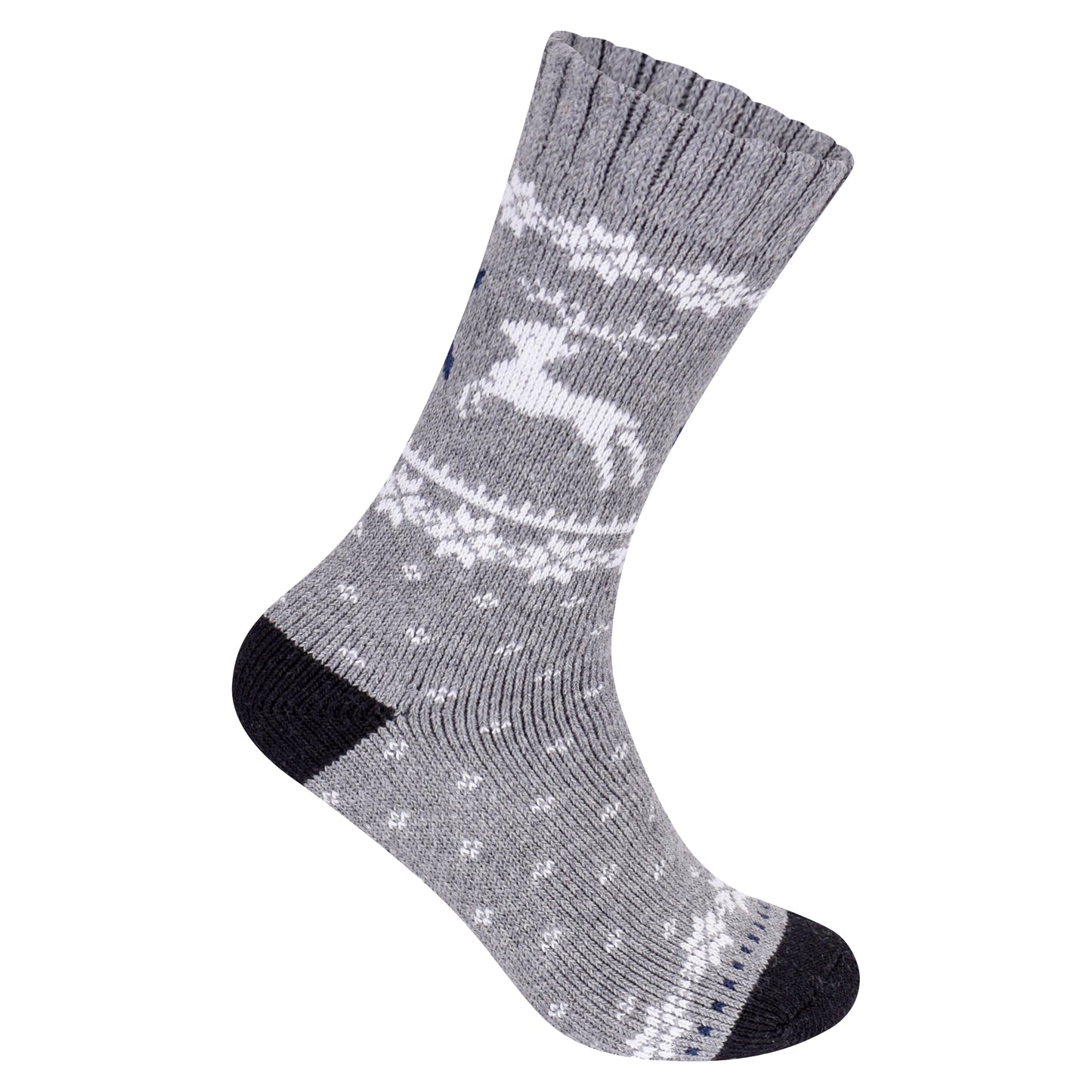 Mens Merino Lambs Wool Socks - Reindeer (12 Pairs)