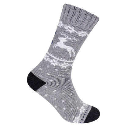 Mens Merino Lambs Wool Socks - Reindeer (12 Pairs)