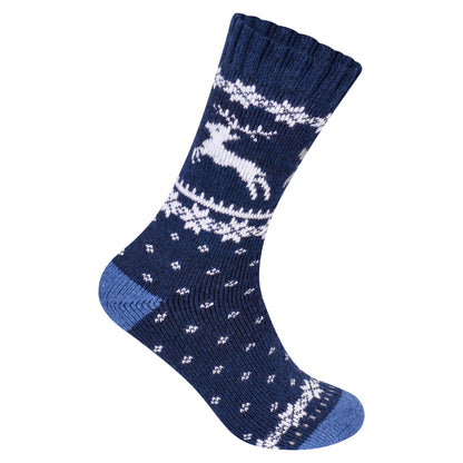 Mens Merino Lambs Wool Socks - Reindeer (12 Pairs)