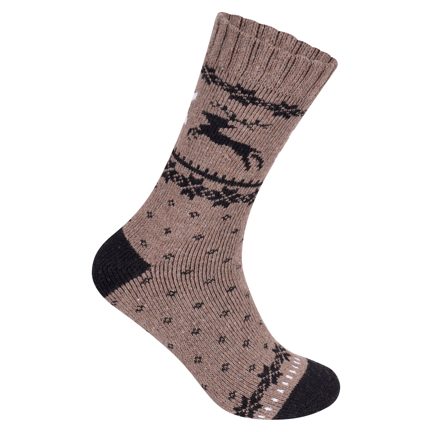 Mens Merino Lambs Wool Socks - Reindeer (12 Pairs)