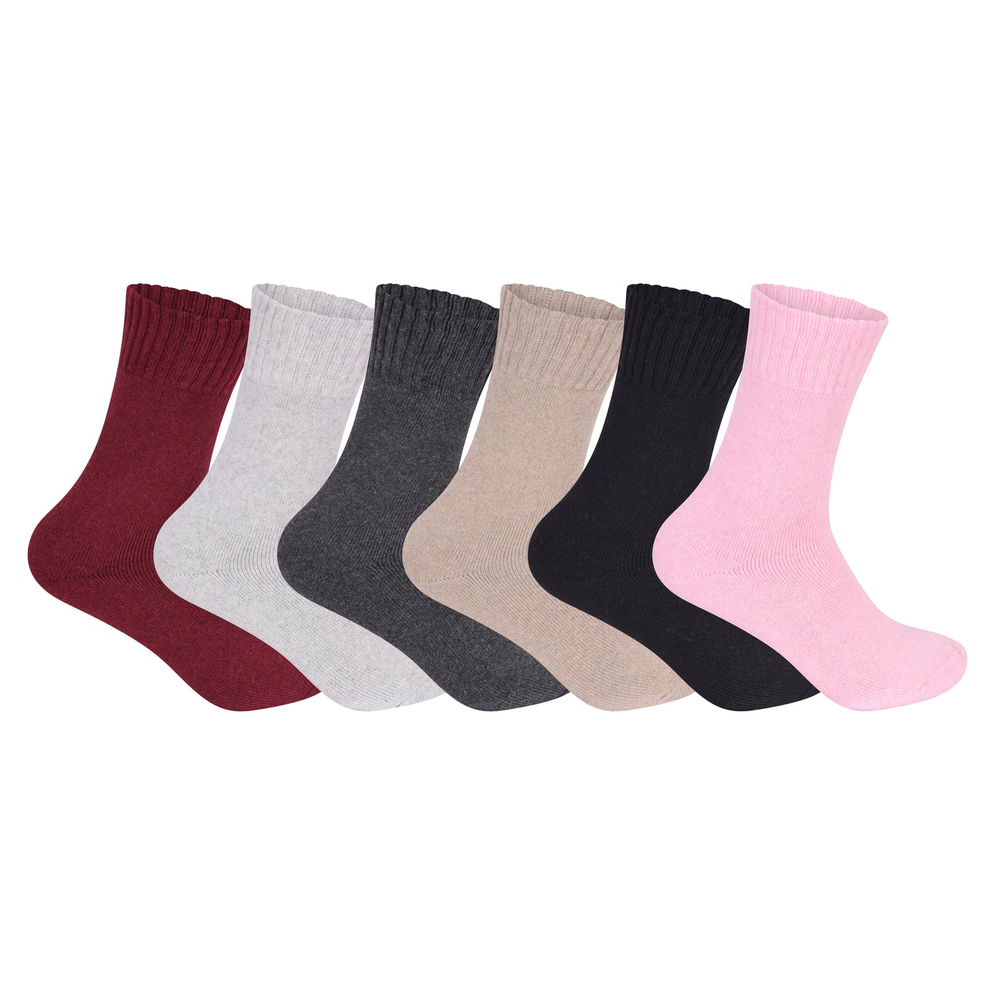Ladies Merino Lambs Wool Socks - Plain Assorted (12 Pairs)