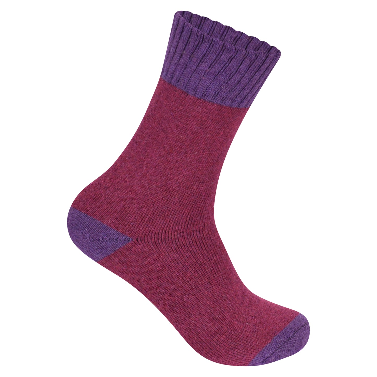 Ladies Merino Lambs Wool Socks - Two Tone (12 Pairs)