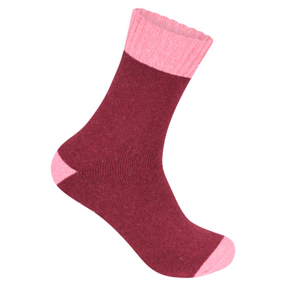 Ladies Merino Lambs Wool Socks - Two Tone (12 Pairs)