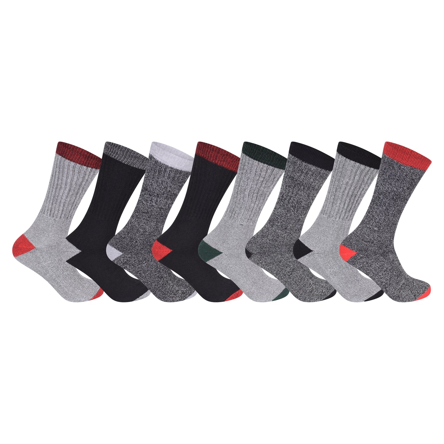 Mens Wool Blend Socks with Coloured Heel & Toe - Assorted (12 Pairs)