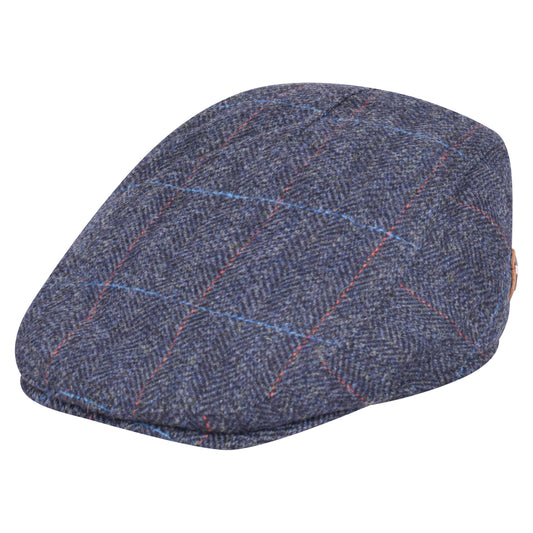 Royal Stallion Classic Wool Flat Cap - Grey Herringbone Check (One Size)