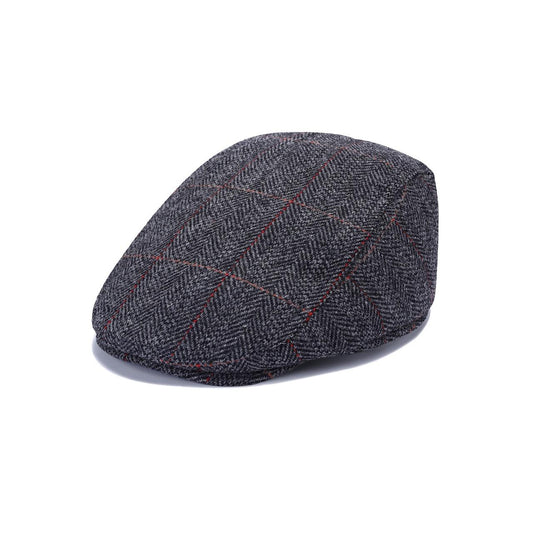 Royal Stallion Classic Wool Flat Cap -  Dark Grey Check (One Size)