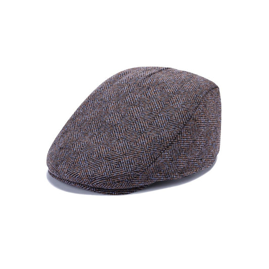 Royal Stallion Classic Wool Flat Cap - Brown Geometric (One Size)