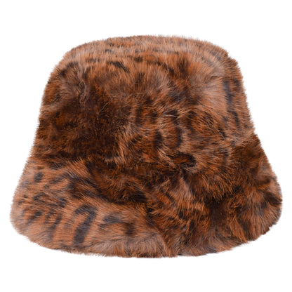 Royal Stallion Faux Fur Leopard Print Bucket Hat