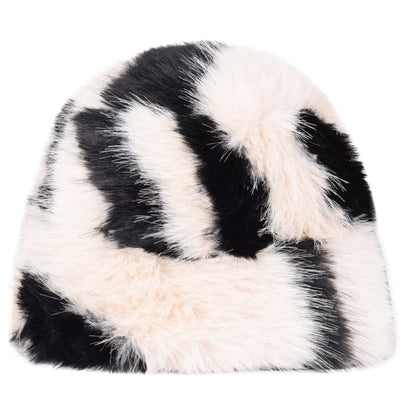 Royal Stallion Faux Fur Zebra Print Bucket Hat