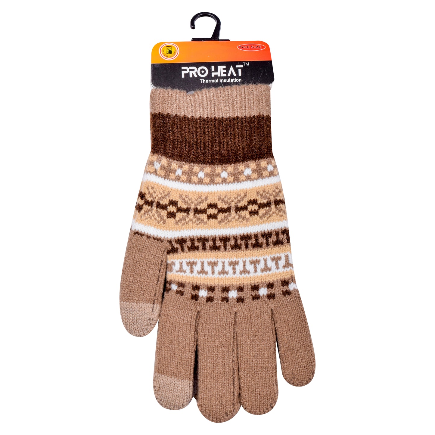 Mens Pro Heat Geometric Knitted Gloves (12 Pairs)