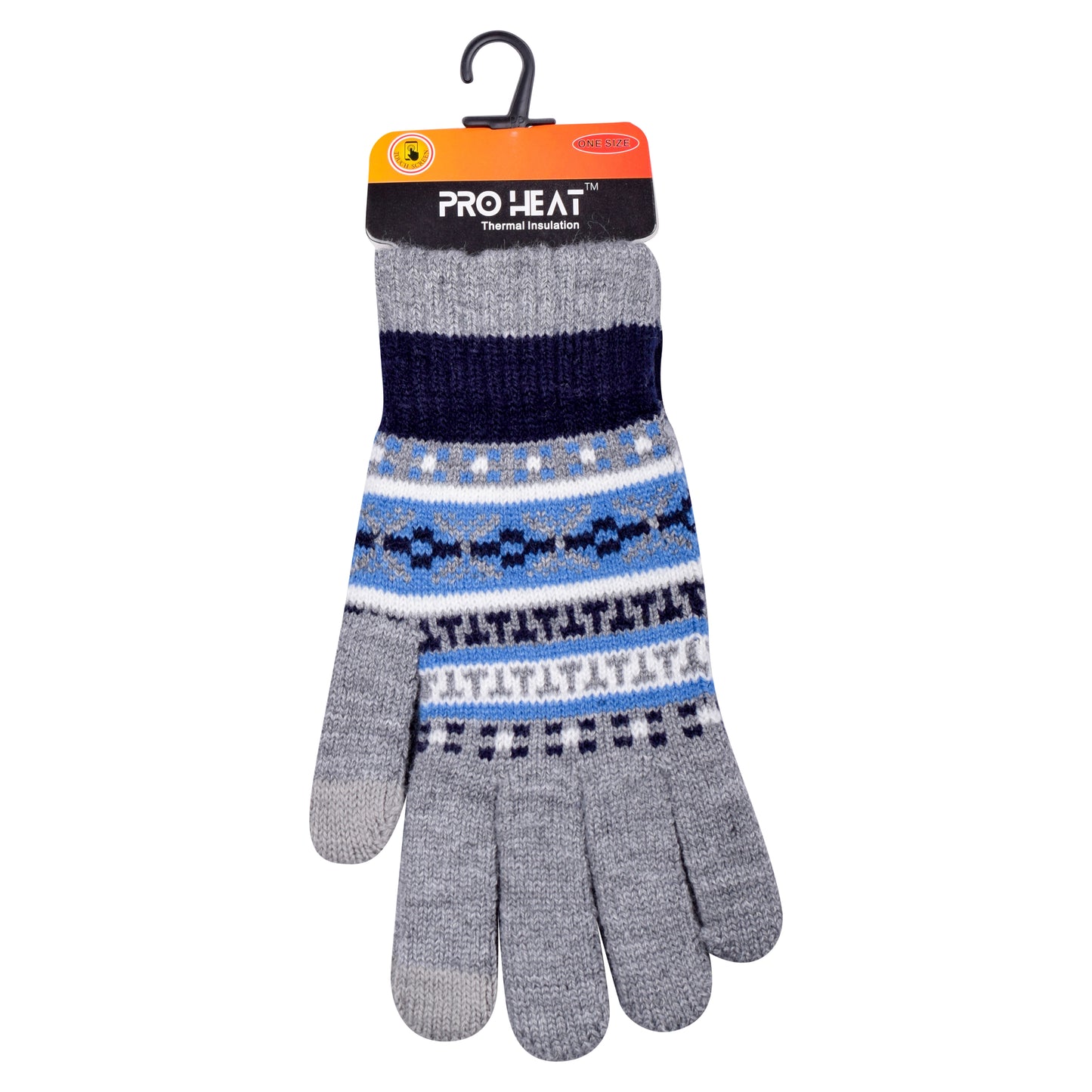 Mens Pro Heat Geometric Knitted Gloves (12 Pairs)