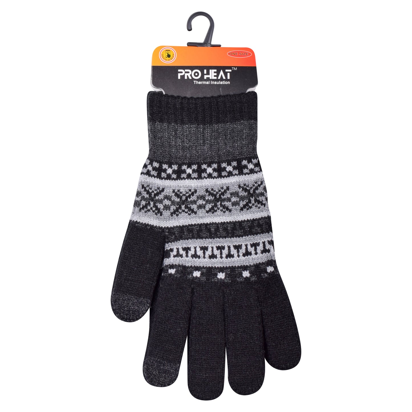 Mens Pro Heat Geometric Knitted Gloves (12 Pairs)