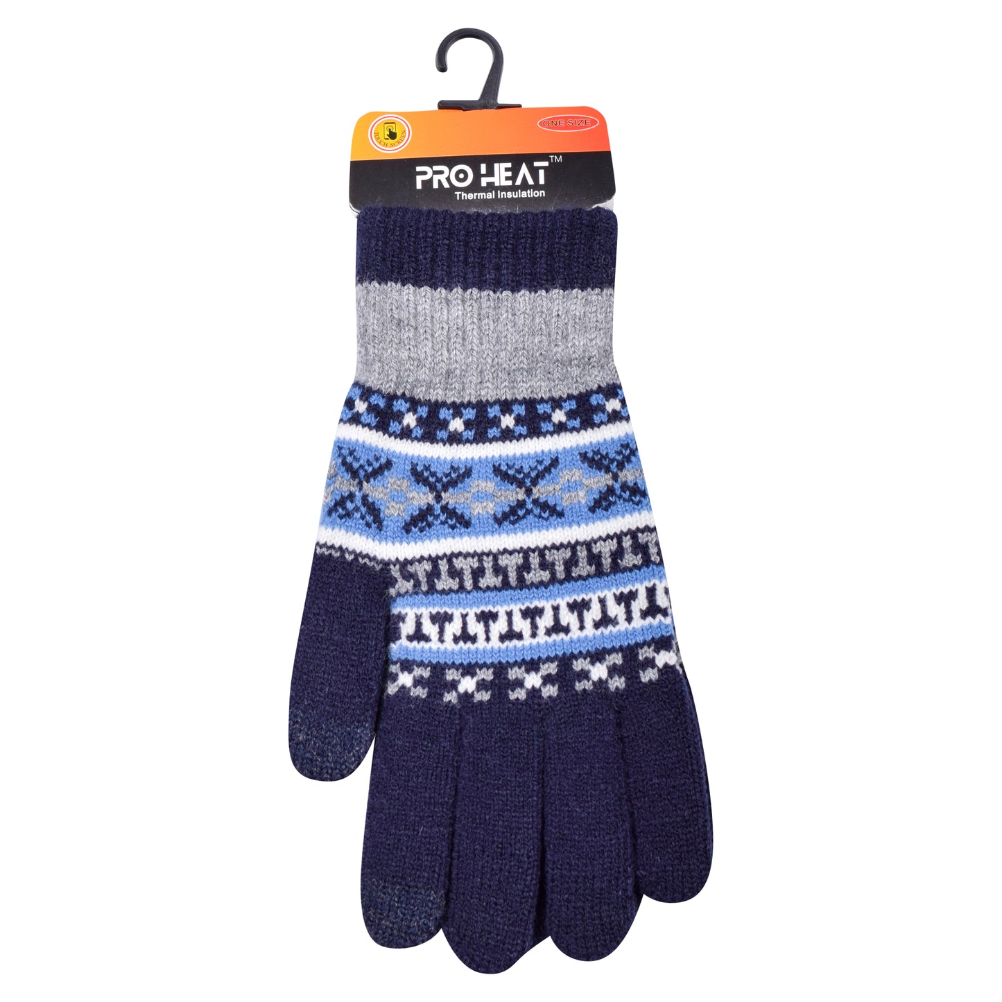 Mens Pro Heat Geometric Knitted Gloves (12 Pairs)