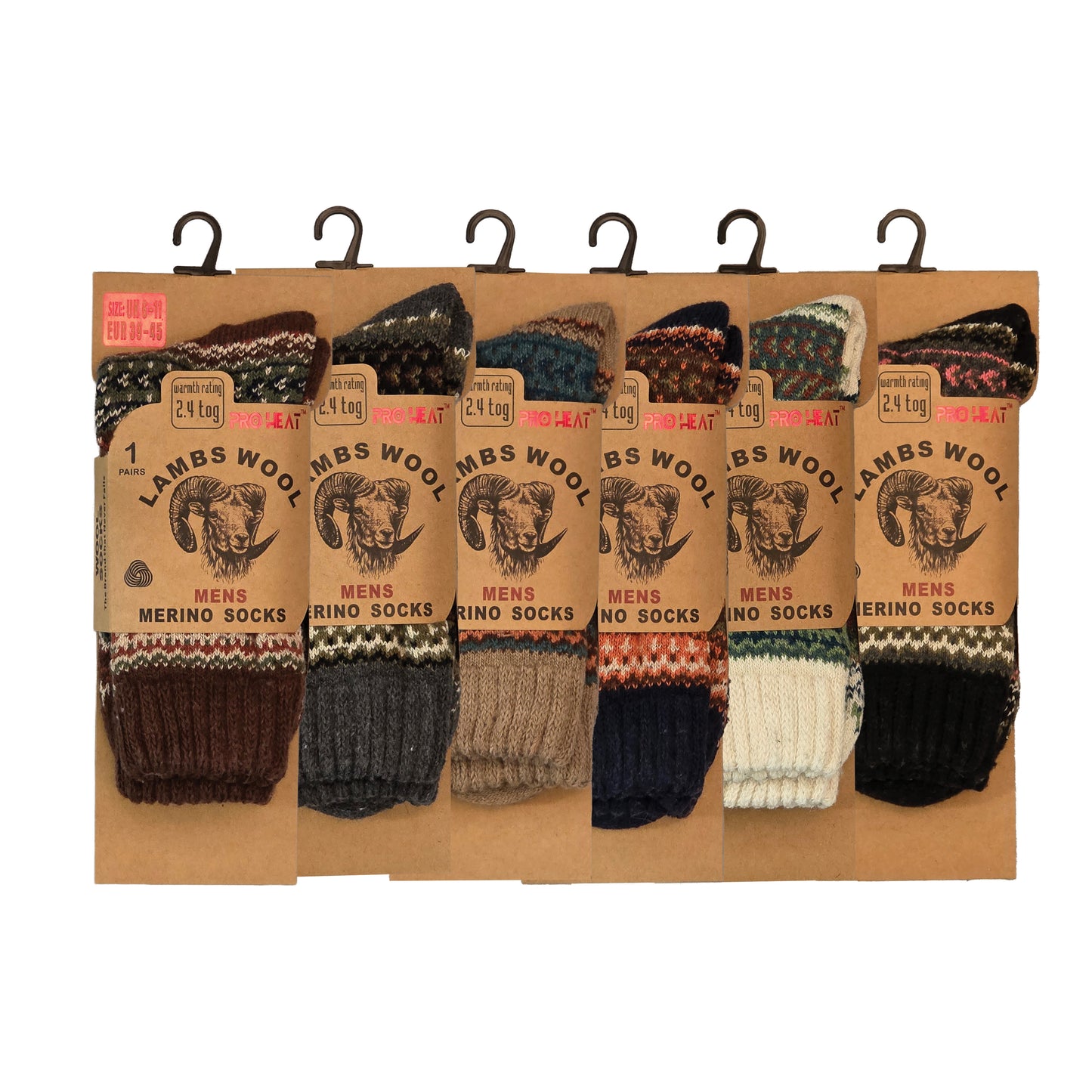 Mens Merino Lambs Wool Socks - Fair Isle (12 Pairs)