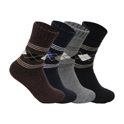 Mens Merino Lambs Wool Socks - Argyle (12 Pairs)